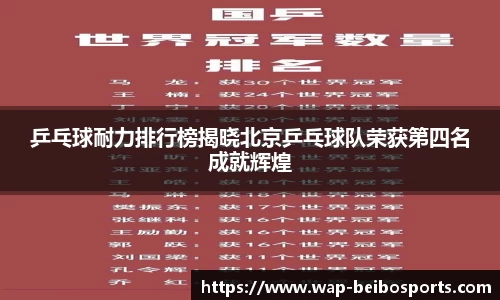 乒乓球耐力排行榜揭晓北京乒乓球队荣获第四名成就辉煌