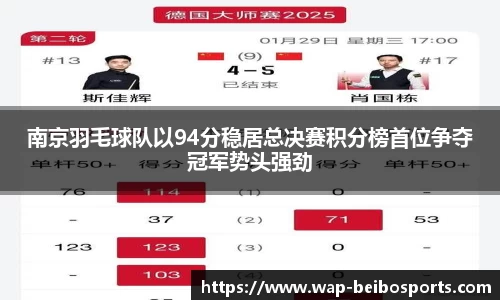 南京羽毛球队以94分稳居总决赛积分榜首位争夺冠军势头强劲